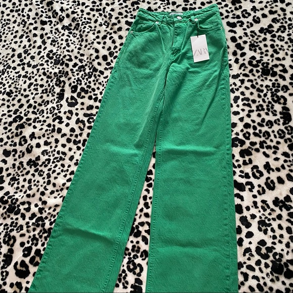Zara Green Wide Leg Jeans - Picture 7 of 7